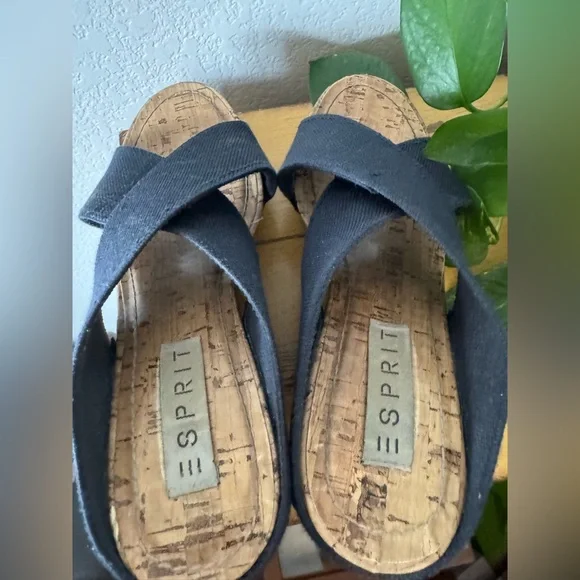 Esprit Dark Blue Wedge Studded Sandals - Picture 7 of 10